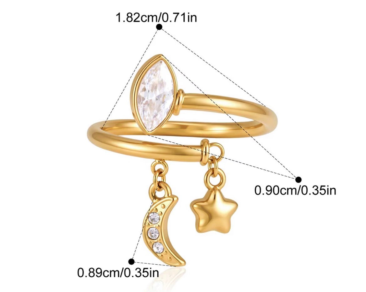 Moon dangle ring