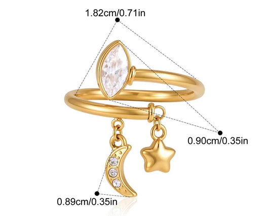 Moon dangle ring