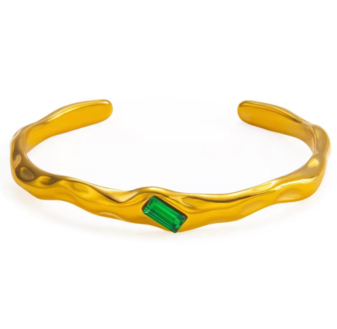 Emerald gold bangle